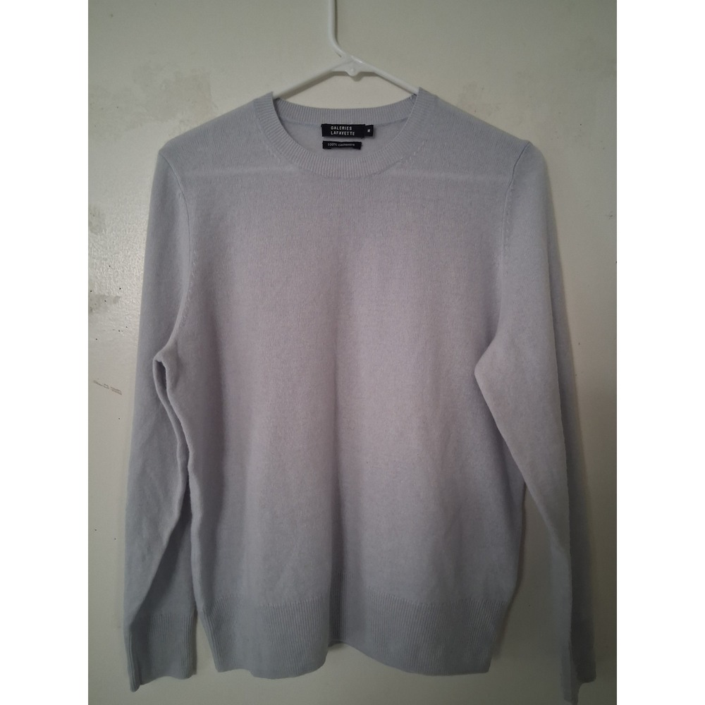 Galeries Lafayette Womens 100% Cashmere Crewneck Sweater Light Blue Size M